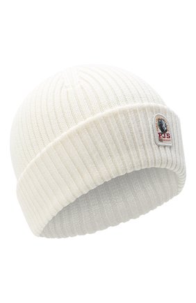 Мужская шерстяная шапка PARAJUMPERS белого цвета по цене 6515 руб., арт. HA02/RIB HAT | Фото 1 Мужская шерстяная шапка PARAJUMPERS белого цвета, арт. HA02/RIB HAT | Фото 1