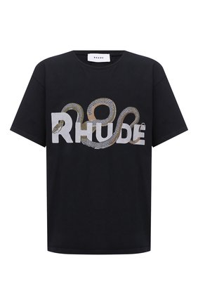 Мужская хлопковая футболка RHUDE черного цвета по цене 23050 руб., арт. RHU08PF20008 | Фото 1 Мужская хлопковая футболка RHUDE черного цвета, арт. RHU08PF20008 | Фото 1