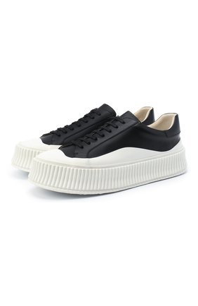 Мужские кожаные кеды JIL SANDER черного цвета по цене 49200 руб., арт. JI32535A-12311 | Фото 1 Мужские кожаные кеды JIL SANDER черного цвета, арт. JI32535A-12311 | Фото 1