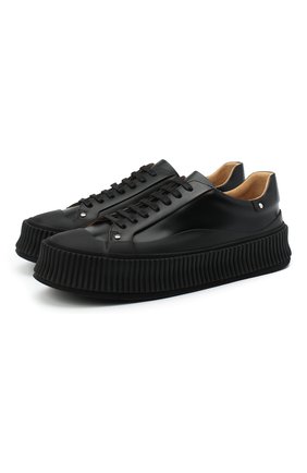 Мужские кожаные кеды JIL SANDER черного цвета по цене 52150 руб., арт. JI35550A-12232 | Фото 1 Мужские кожаные кеды JIL SANDER черного цвета, арт. JI35550A-12232 | Фото 1