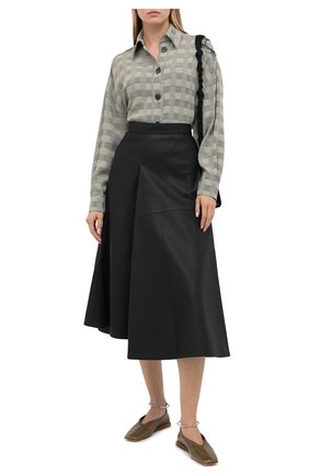 Женские кожаные балетки JIL SANDER хаки цвета по цене 51150 руб., арт. JS30217A-12016 | Фото 2 Женские кожаные балетки JIL SANDER хаки цвета, арт. JS30217A-12016 | Фото 2