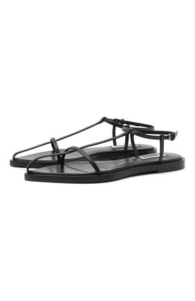 Женские кожаные сандалии JIL SANDER черного цвета по цене 41750 руб., арт. JS35130A-12020 | Фото 1 Женские кожаные сандалии JIL SANDER черного цвета, арт. JS35130A-12020 | Фото 1