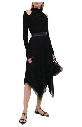 Женские кожаные сандалии JIL SANDER черного цвета по цене 41750 руб., арт. JS35130A-12020 | Фото 2 Женские кожаные сандалии JIL SANDER черного цвета, арт. JS35130A-12020 | Фото 2