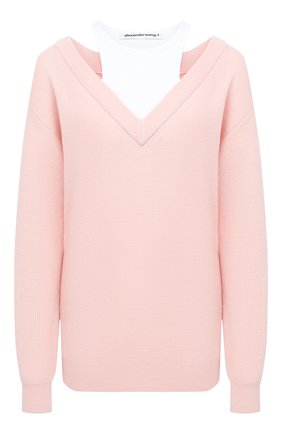 Женский шерстяной пуловер ALEXANDERWANG.T розового цвета по цене 39500 руб., арт. 4KC1201038 | Фото 1 Женский шерстяной пуловер ALEXANDERWANG.T розового цвета, арт. 4KC1201038 | Фото 1