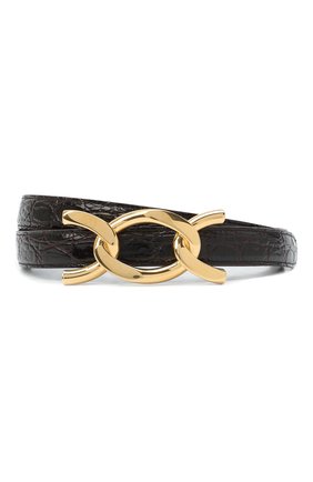 Женский кожаный ремень SAINT LAURENT темно-коричневого цвета по цене 38150 руб., арт. 640587/1ZQ0J | Фото 1 Женский кожаный ремень SAINT LAURENT темно-коричневого цвета, арт. 640587/1ZQ0J | Фото 1