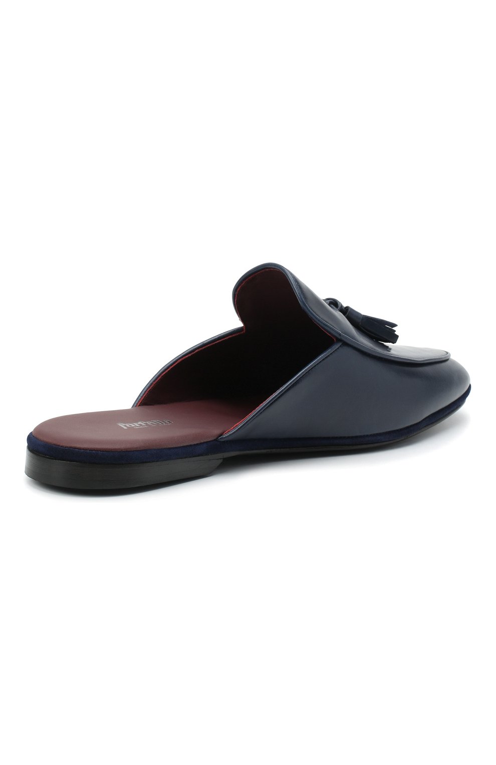 Мужского кожаные домашние туфли FARFALLA темно-синего цвета, арт. GT61N | Фото 4 (Материал внешний: Кожа; Материал внутренний: Натуральная кожа; Мужское Кросс-КТ: тапочки-обувь)