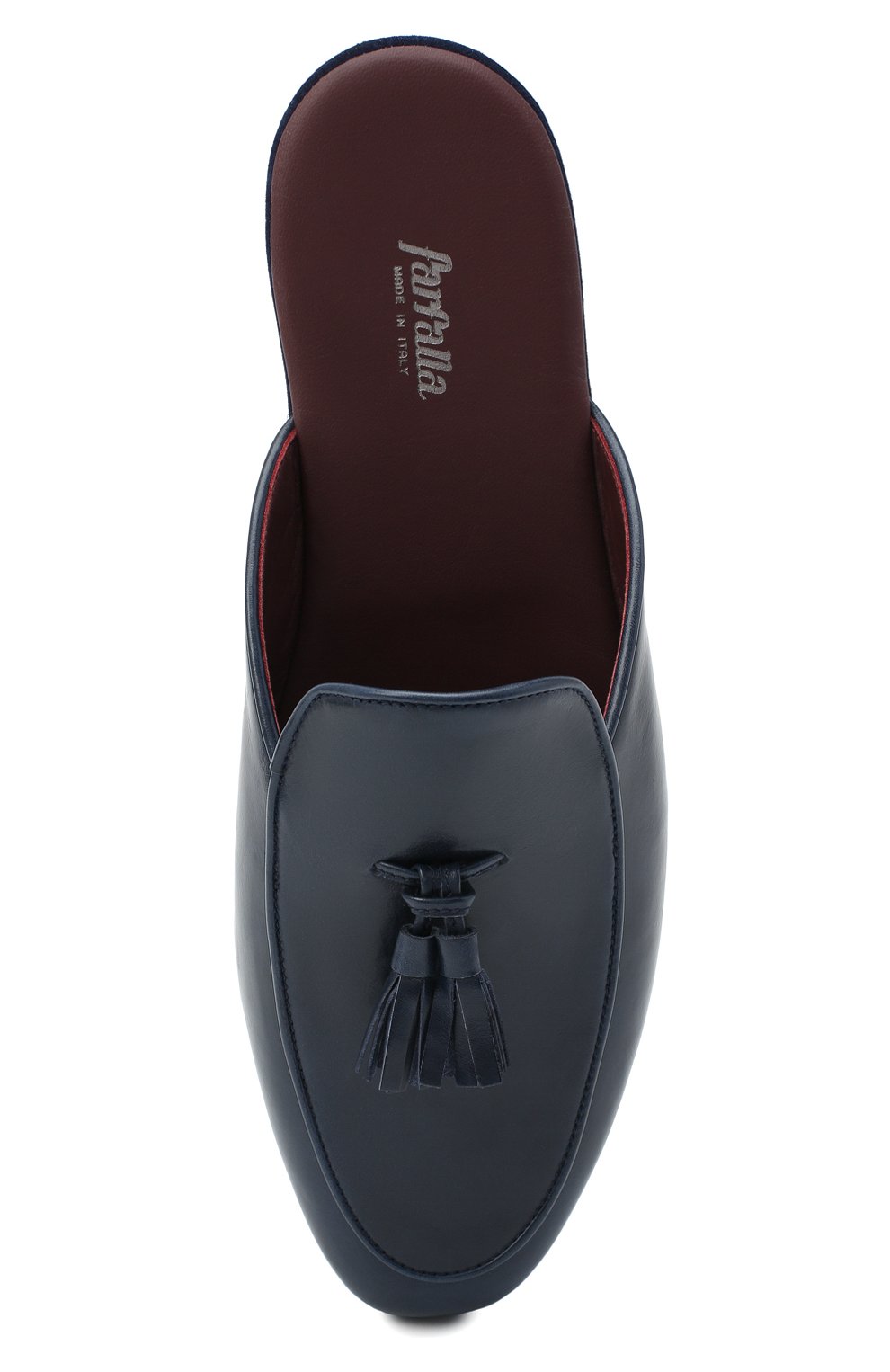 Мужского кожаные домашние туфли FARFALLA темно-синего цвета, арт. GT61N | Фото 5 (Материал внешний: Кожа; Материал внутренний: Натуральная кожа; Мужское Кросс-КТ: тапочки-обувь)