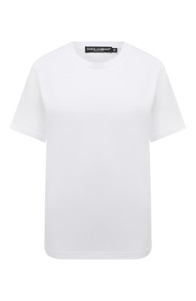Женская хлопковая футболка DOLCE & GABBANA белого цвета по цене 34850 руб., арт. F8M66T/G7XQS | Фото 1 Женская хлопковая футболка DOLCE & GABBANA белого цвета, арт. F8M66T/G7XQS | Фото 1
