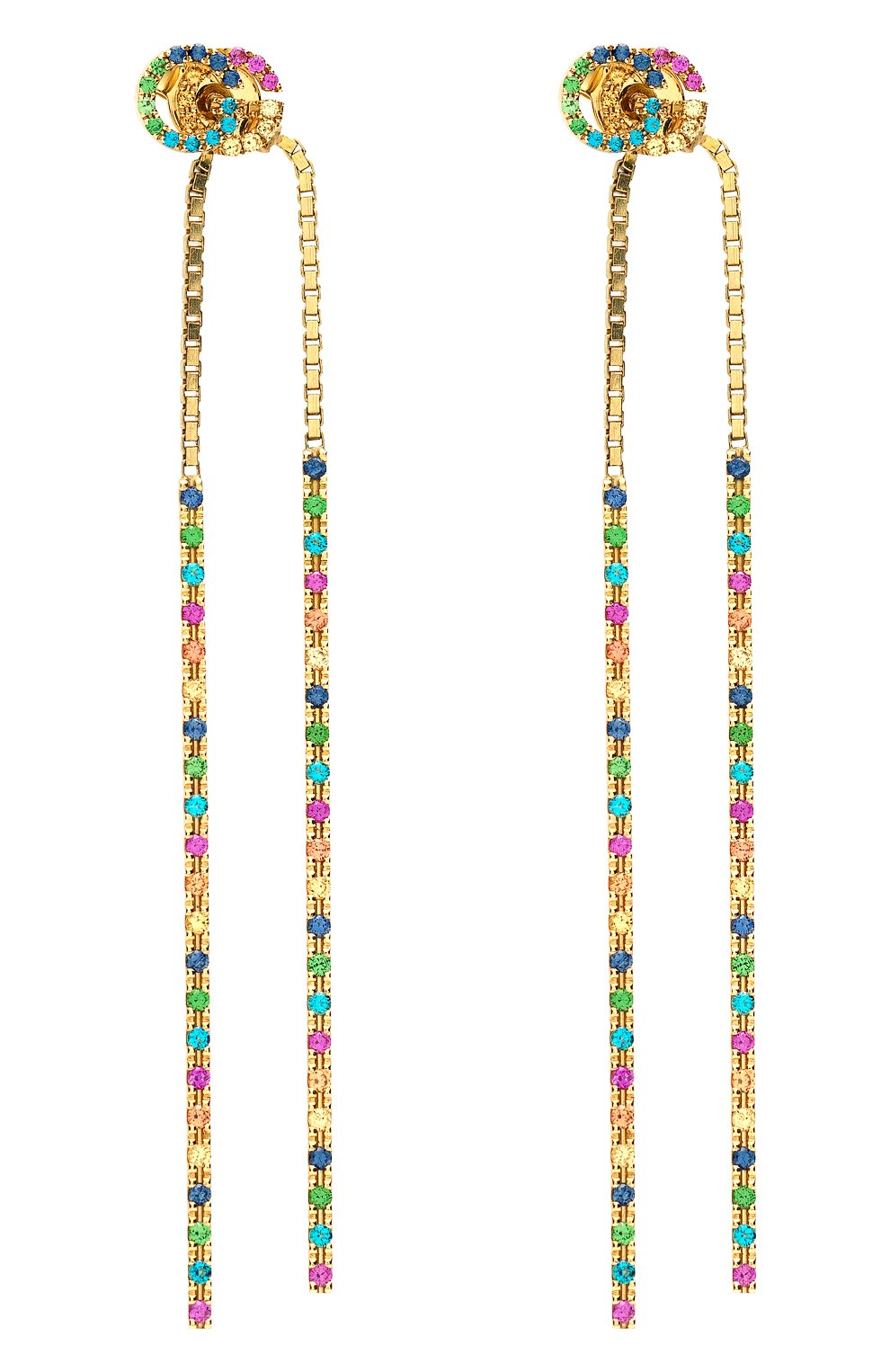 Женские серьги GUCCI бесцветного цвета, арт. YBD481685002 | Фото 1 (Драгоценные камни: Сапфиры; Материал сплава: Желтое золото)