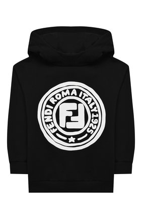 Детский хлопковое худи FENDI черного цвета по цене 24100 руб., арт. JUH018/5V0/3A-6A | Фото 1 Детский хлопковое худи FENDI черного цвета, арт. JUH018/5V0/3A-6A | Фото 1