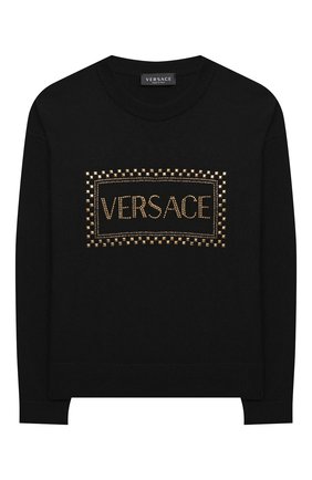 Детский пуловер VERSACE черного цвета по цене 26700 руб., арт. YC000449/A236515/8A-14A | Фото 1 Детский пуловер VERSACE черного цвета, арт. YC000449/A236515/8A-14A | Фото 1