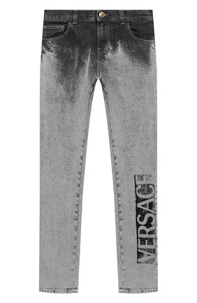 Детские джинсы VERSACE серого цвета по цене 23700 руб., арт. YD000245/A236335/8A-14A | Фото 1 Детские джинсы VERSACE серого цвета, арт. YD000245/A236335/8A-14A | Фото 1