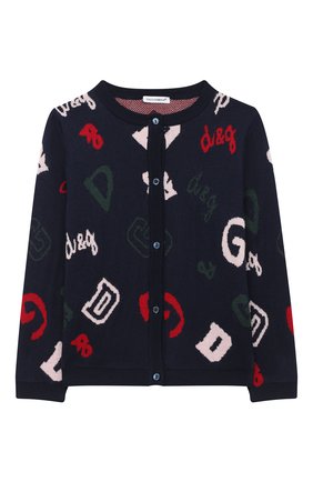 Детский шерстяной кардиган DOLCE & GABBANA темно-синего цвета по цене 29800 руб., арт. L5KW09/JAVWP/2-6 | Фото 1 Детский шерстяной кардиган DOLCE & GABBANA темно-синего цвета, арт. L5KW09/JAVWP/2-6 | Фото 1