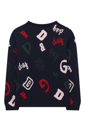 Детский шерстяной кардиган DOLCE & GABBANA темно-синего цвета по цене 29800 руб., арт. L5KW09/JAVWP/2-6 | Фото 2 Детский шерстяной кардиган DOLCE & GABBANA темно-синего цвета, арт. L5KW09/JAVWP/2-6 | Фото 2