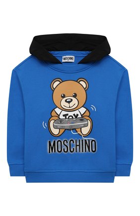 Детский хлопковое худи MOSCHINO KID синего цвета по цене 12600 руб., арт. HUF040/LCA20/4A-8A | Фото 1 Детский хлопковое худи MOSCHINO KID синего цвета, арт. HUF040/LCA20/4A-8A | Фото 1