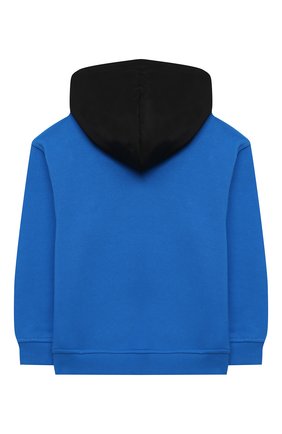 Детский хлопковое худи MOSCHINO KID синего цвета по цене 12600 руб., арт. HUF040/LCA20/4A-8A | Фото 2 Детский хлопковое худи MOSCHINO KID синего цвета, арт. HUF040/LCA20/4A-8A | Фото 2