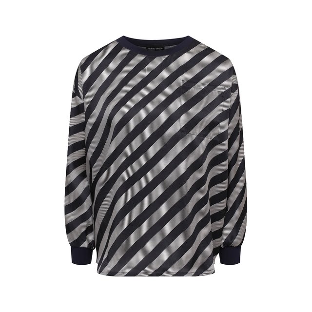 Шелковая блузка Giorgio Armani чёрно-белого цвета