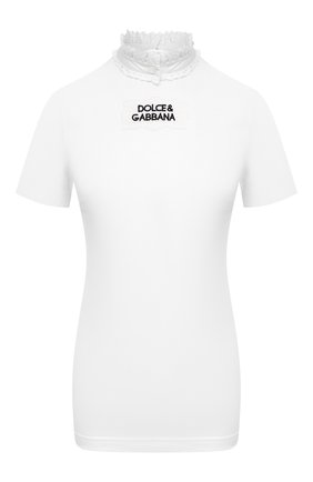 Женская хлопковая футболка DOLCE & GABBANA белого цвета по цене 44850 руб., арт. F8M72T/FU7EQ | Фото 1 Женская хлопковая футболка DOLCE & GABBANA белого цвета, арт. F8M72T/FU7EQ | Фото 1