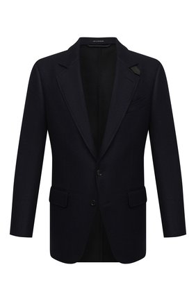 Мужской шерстяной пиджак TOM FORD темно-синего цвета по цене 387000 руб., арт. 856R00/1IMU40 | Фото 1 Мужской шерстяной пиджак TOM FORD темно-синего цвета, арт. 856R00/1IMU40 | Фото 1 (Материал подклада: Купро, Шелк; Материал внешний: Шерсть; Длина (для топов): Стандартные; Рукава: Длинные; 1-2-бортные: Однобортные; Пиджаки М: Приталенный; Стили: Кэжуэл; Случай: Коктейльный; Региональные ограничения белый список (Axapta Mercury): RU)