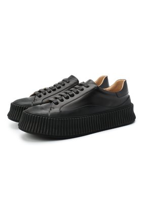 Женские кожаные кеды JIL SANDER черного цвета по цене 46450 руб., арт. JS32108A-12020 | Фото 1 Женские кожаные кеды JIL SANDER черного цвета, арт. JS32108A-12020 | Фото 1