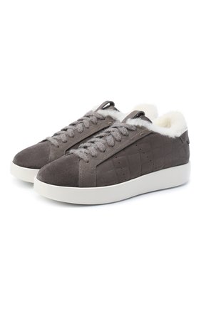 Женские кожаные кеды SANTONI темно-серого цвета по цене 45050 руб., арт. WBWI60714BIAPMDYG62 | Фото 1 Женские кожаные кеды SANTONI темно-серого цвета, арт. WBWI60714BIAPMDYG62 | Фото 1