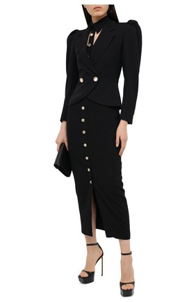 Женские кожаные босоножки safety pin VERSACE черного цвета по цене 92300 руб., арт. DST469S/DVT2P | Фото 2 Женские кожаные босоножки safety pin VERSACE черного цвета, арт. DST469S/DVT2P | Фото 2