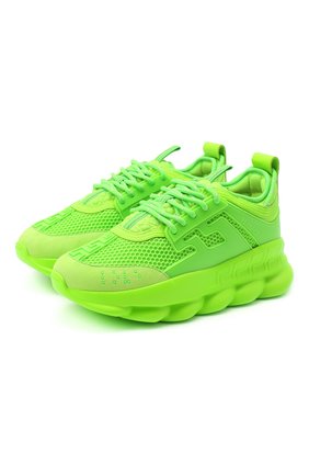 Женские текстильные кроссовки chain reaction VERSACE зеленого цвета по цене 95000 руб., арт. DSR705G/D11TCG | Фото 1 Женские текстильные кроссовки chain reaction VERSACE зеленого цвета, арт. DSR705G/D11TCG | Фото 1