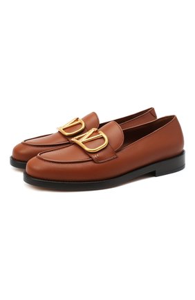 Женские кожаные лоферы vlogo VALENTINO коричневого цвета по цене 62350 руб., арт. UW2S0AD8/DSH | Фото 1 Женские кожаные лоферы vlogo VALENTINO коричневого цвета, арт. UW2S0AD8/DSH | Фото 1