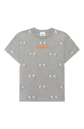 Детская хлопковая футболка BURBERRY серого цвета по цене 12150 руб., арт. 8028849 | Фото 1 Детская хлопковая футболка BURBERRY серого цвета, арт. 8028849 | Фото 1