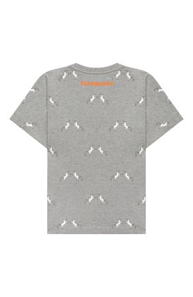 Детская хлопковая футболка BURBERRY серого цвета по цене 12150 руб., арт. 8028849 | Фото 2 Детская хлопковая футболка BURBERRY серого цвета, арт. 8028849 | Фото 2