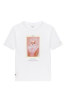 Детская хлопковая футболка BURBERRY белого цвета по цене 12150 руб., арт. 8030637 | Фото 1 Детская хлопковая футболка BURBERRY белого цвета, арт. 8030637 | Фото 1