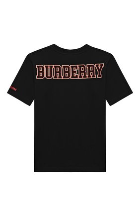 Детская хлопковая футболка BURBERRY черного цвета по цене 12150 руб., арт. 8031823 | Фото 2 Детская хлопковая футболка BURBERRY черного цвета, арт. 8031823 | Фото 2