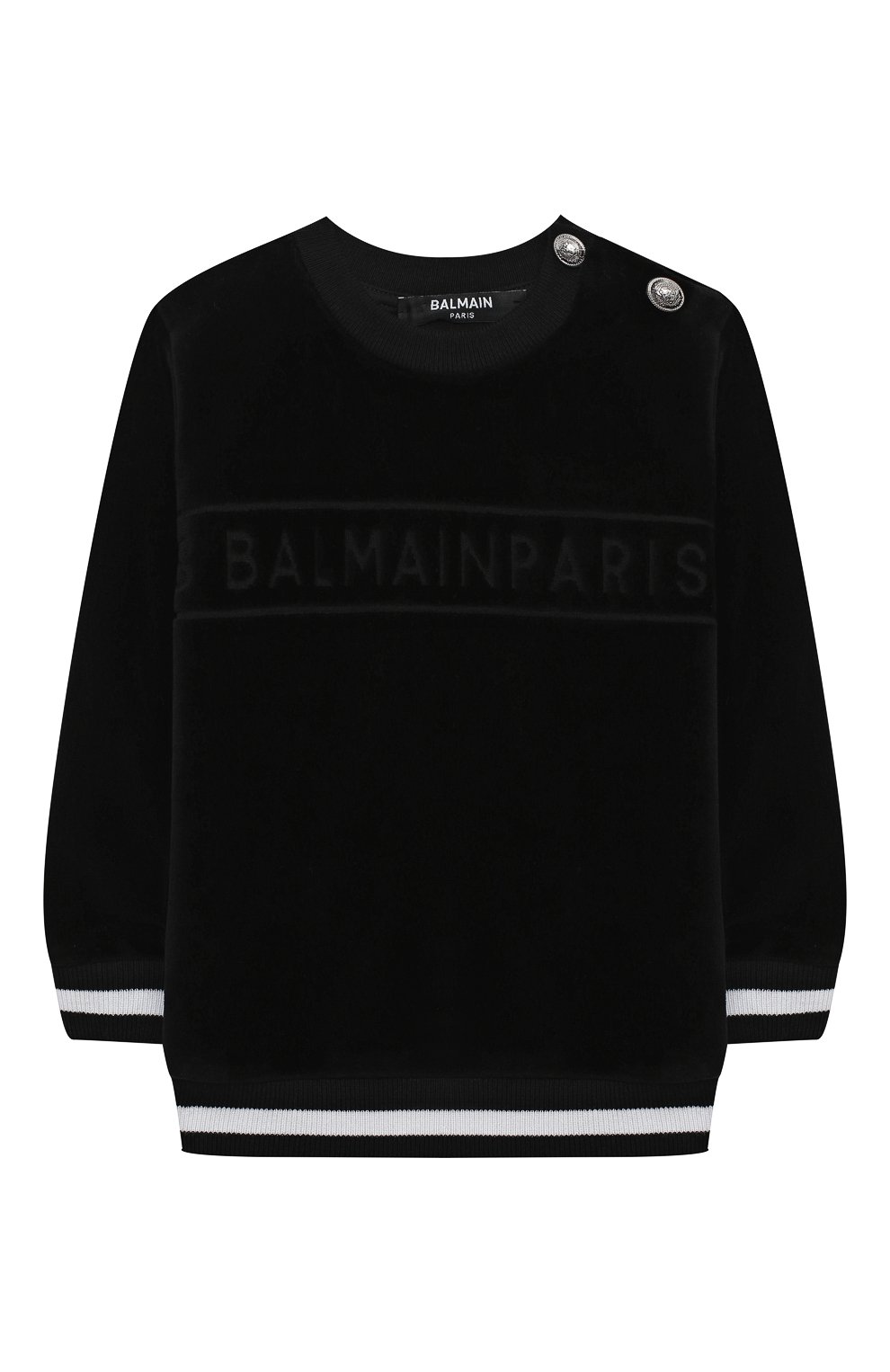 Детский хлопковый свитшот BALMAIN черного цвета, арт. 6N4830/NB430/3-9M | Фото 1