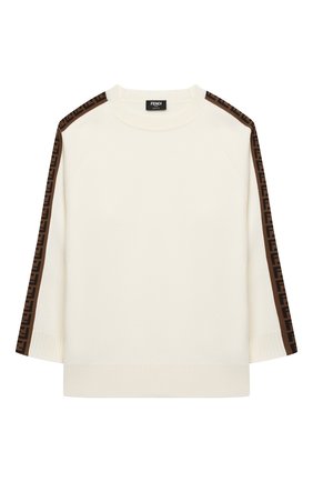 Детский шерстяной пуловер FENDI белого цвета по цене 49850 руб., арт. JUG003/A8L9/8A-12+ | Фото 1 Детский шерстяной пуловер FENDI белого цвета, арт. JUG003/A8L9/8A-12+ | Фото 1