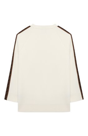 Детский шерстяной пуловер FENDI белого цвета по цене 84400 руб., арт. JUG003/A8L9/8A-12+ | Фото 2 Детский шерстяной пуловер FENDI белого цвета, арт. JUG003/A8L9/8A-12+ | Фото 2 (Материал внешний: Шерсть; Рукава: Длинные; Мальчики Кросс-КТ: Пуловер-одежда; Ростовка одежда: 10 - 11 лет | 140 - 146см, 8 лет | 128 см)