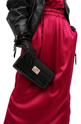 Женский клатч из кожи анаконды GUCCI черного цвета, арт. 628521/L2P0X/EN0T | Фото 2 (Размер: small; Материал: Экзотическая кожа; Женское Кросс-КТ: Клатч-клатчи, Вечерняя сумка)