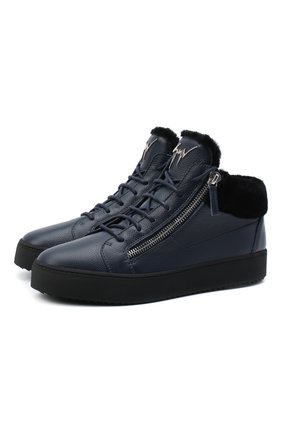 Мужские кожаные кеды kriss winter GIUSEPPE ZANOTTI DESIGN темно-синего цвета по цене 57900 руб., арт. RU00019/003 | Фото 1 Мужские кожаные кеды kriss winter GIUSEPPE ZANOTTI DESIGN темно-синего цвета, арт. RU00019/003 | Фото 1