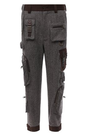 Мужские брюки из шерсти и хлопка DOLCE & GABBANA коричневого цвета, арт. GWAQHT/FC2BH | Фото 1 (Длина (брюки, джинсы): Стандартные; Материал внешний: Шерсть; Случай: Повседневный; Стили: Кэжуэл)