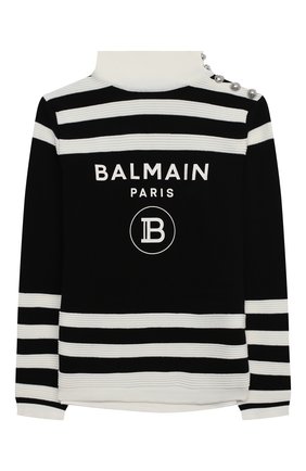 Детская шерстяная водолазка BALMAIN черно-белого цвета по цене 29800 руб., арт. 6N9060/NA820/4-10 | Фото 1 Детская шерстяная водолазка BALMAIN черно-белого цвета, арт. 6N9060/NA820/4-10 | Фото 1