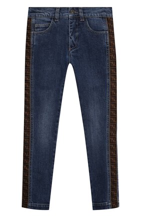 Детские джинсы FENDI синего цвета, арт. JMF316/A6IQ/3A-6A | Фото 1 (Материал внешний: Хлопок; Региональные ограничения белый список (Axapta Mercury): RU; Ростовка одежда: 4 года | 104 см, 6 лет | 116 см)