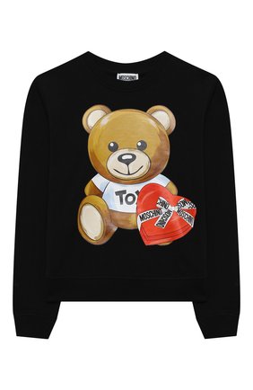 Детский хлопковый свитшот MOSCHINO KID черного цвета по цене 9630 руб., арт. HDF02M/LDA16/10A-14A | Фото 1 Детский хлопковый свитшот MOSCHINO KID черного цвета, арт. HDF02M/LDA16/10A-14A | Фото 1