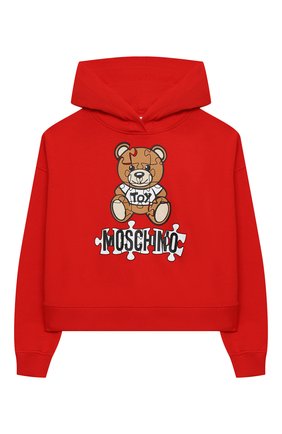 Детский хлопковое худи MOSCHINO KID красного цвета по цене 9950 руб., арт. HDF02P/LDA14/4A-8A | Фото 1 Детский хлопковое худи MOSCHINO KID красного цвета, арт. HDF02P/LDA14/4A-8A | Фото 1