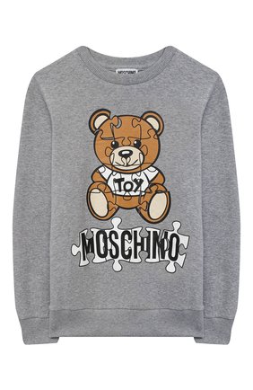 Детский хлопковый свитшот MOSCHINO KID серого цвета по цене 8995 руб., арт. HQF039/LDA14/10A-14A | Фото 1 Детский хлопковый свитшот MOSCHINO KID серого цвета, арт. HQF039/LDA14/10A-14A | Фото 1