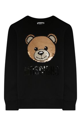 Детский хлопковый свитшот MOSCHINO KID черного цвета по цене 12050 руб., арт. HRF039/LDA16/10A-14A | Фото 1 Детский хлопковый свитшот MOSCHINO KID черного цвета, арт. HRF039/LDA16/10A-14A | Фото 1