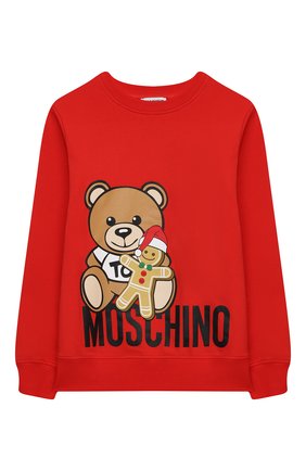 Детский хлопковый свитшот MOSCHINO KID красного цвета по цене 9950 руб., арт. HTF039/LDA22/10A-14A | Фото 1 Детский хлопковый свитшот MOSCHINO KID красного цвета, арт. HTF039/LDA22/10A-14A | Фото 1