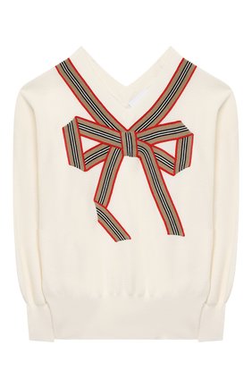 Детский шерстяной пуловер BURBERRY белого цвета по цене 26850 руб., арт. 8033055 | Фото 1 Детский шерстяной пуловер BURBERRY белого цвета, арт. 8033055 | Фото 1