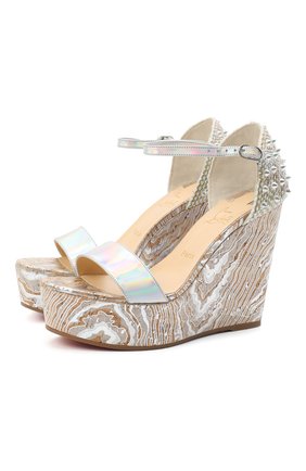 Женские босоножки bellamonica 120 CHRISTIAN LOUBOUTIN серебряного цвета по цене 52900 руб., арт. bellamonica 120 specchio laser/liege wavy | Фото 1 Женские босоножки bellamonica 120 CHRISTIAN LOUBOUTIN серебряного цвета, арт. bellamonica 120 specchio laser/liege wavy | Фото 1