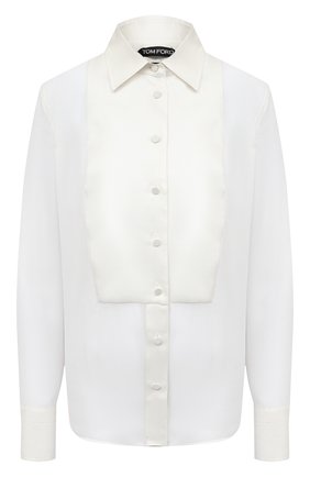 Женская шелковая блузка TOM FORD белого цвета по цене 125500 руб., арт. CA3165-FAX058 | Фото 1 Женская шелковая блузка TOM FORD белого цвета, арт. CA3165-FAX058 | Фото 1