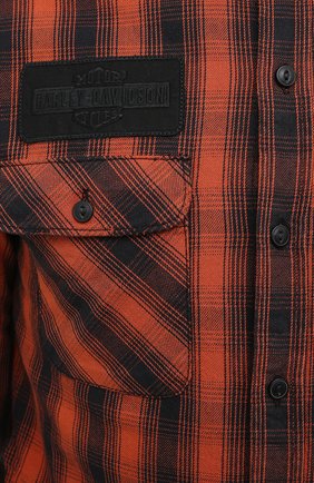 Мужская хлопковая рубашка general motorclothes HARLEY-DAVIDSON оранжевого цвета, арт. 99010-18VM | Фото 5 (Манжеты: На пуговицах; Принт: Клетка; Воротник: Кент; Рукава: Длинные; Случай: Повседневный; Длина (для топов): Стандартные; Материал внешний: Хлопок; Стили: Кэжуэл)