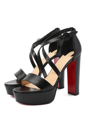 Женские кожаные босоножки loubi bee alta 130 CHRISTIAN LOUBOUTIN черного цвета по цене 68550 руб., арт. loubi bee alta 130 kid | Фото 1 Женские кожаные босоножки loubi bee alta 130 CHRISTIAN LOUBOUTIN черного цвета, арт. loubi bee alta 130 kid | Фото 1